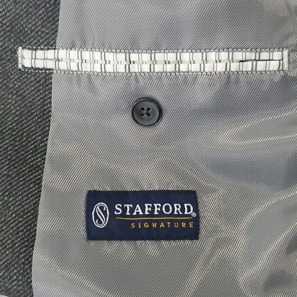 Stafford Signature Blazer With Black Elbow Patches Size 44L - Picture 4 of 5
